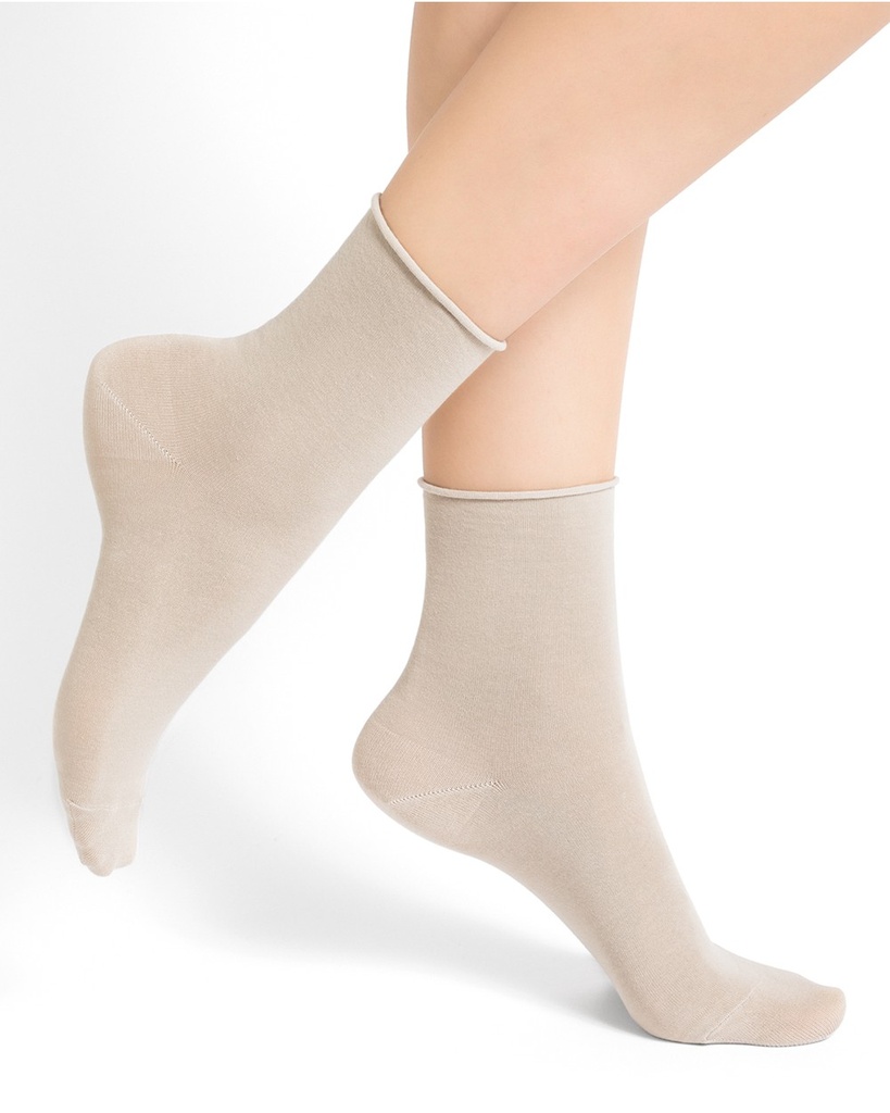 Chaussettes courtes dame BLEU FORET "Velouté" FBU6593 - Sahara YQ7