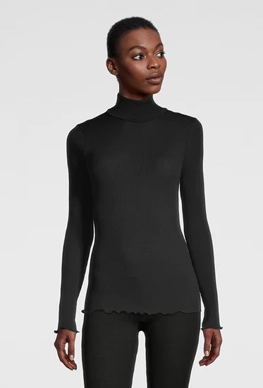 Sous pull à côte laine & soie OSCALITO 3438 - Noir 020 (2)