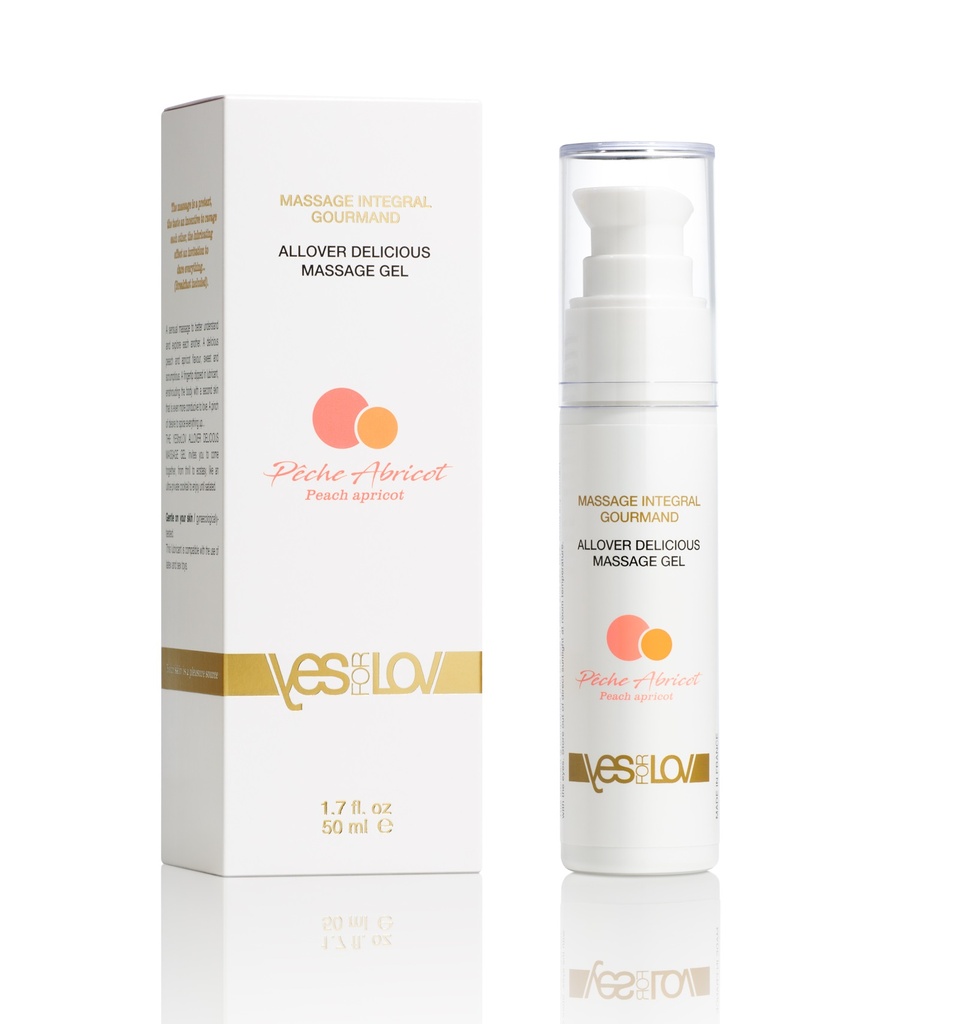 Gel de massage lubrifiant YES FOR LOVE "Massage intégral gourmand - Pêche & Abricot" YFL01B30 - 50ml
