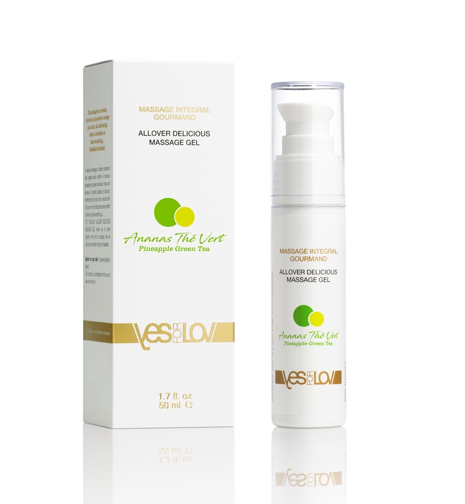 Gel de massage lubrifiant YES FOR LOVE "Massage intégral gourmand - Ananas & Thé Vert" YFL01B35 - 50ml
