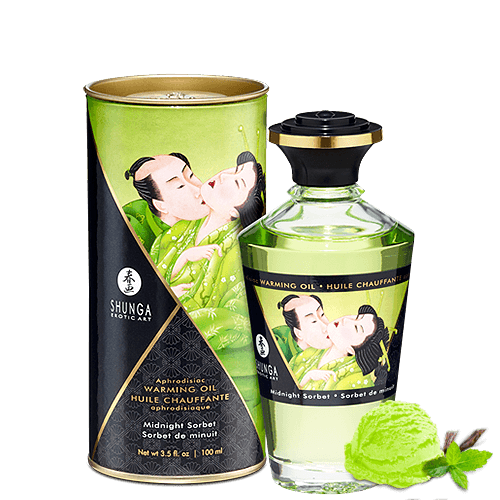 Huile chauffante comestible pour zones érogènes SHUNGA "Baisers Intimes" 100ml - Sorbet de Minuit