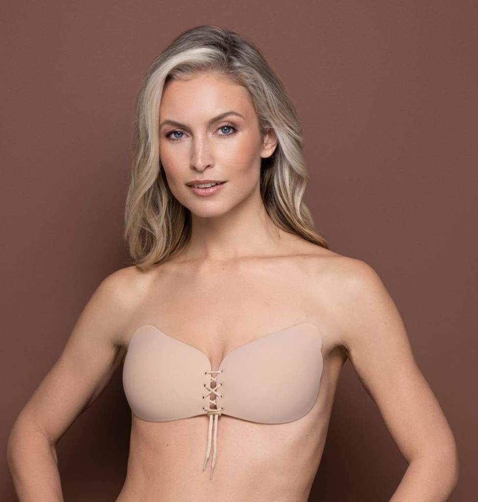 Soutien-gorge autocollant invisible & dos nu BYE BRA "Lace-It Bra" 902N-906N - Nude