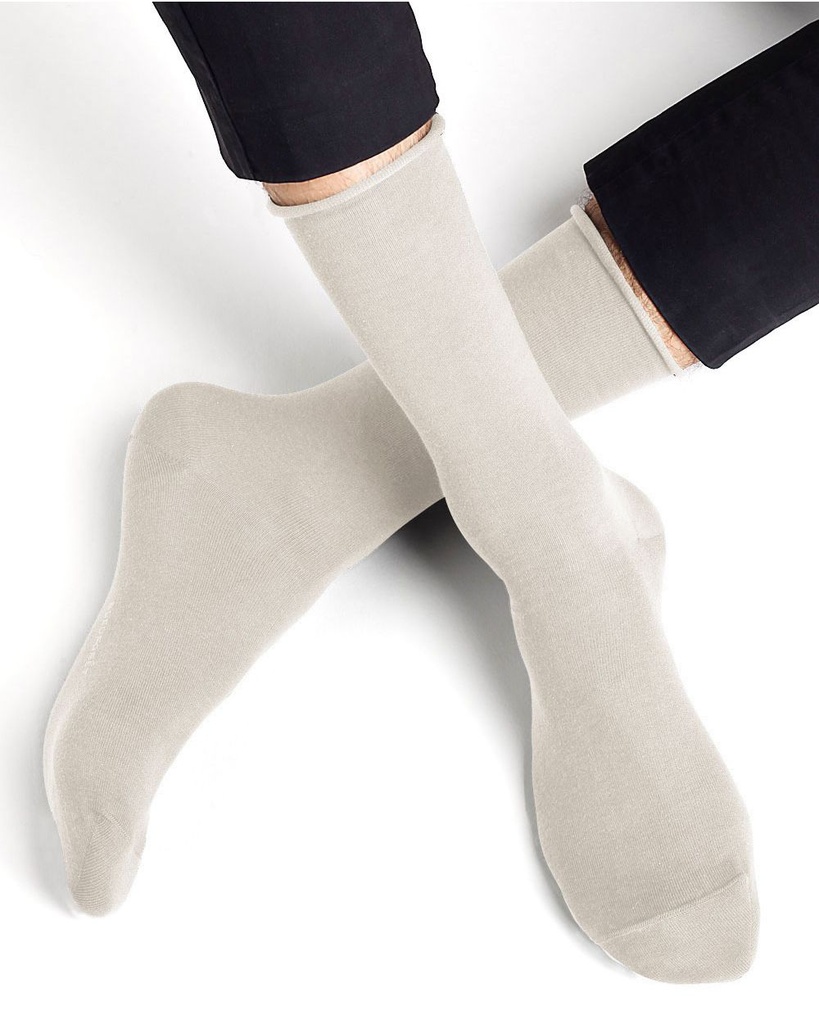 Chaussettes homme BLEU FORET "Coton d'Egypte Velouté" 2805 - Crème DP4 (39/42)