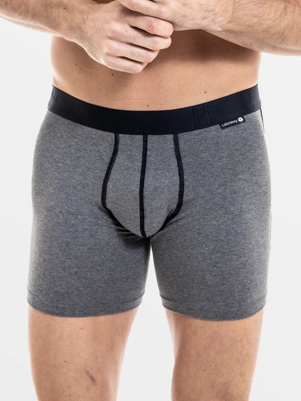 Boxer homme coton avec maintien intérieur LOIC HENRY "Every-D" KBD001C - Gris Chiné (2)
