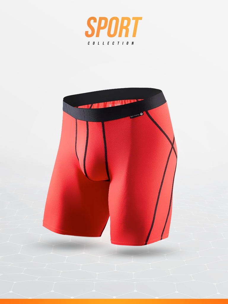 Boxer homme de sport longues jambes microfibre avec maintien intérieur LOIC HENRY "Sport" KBS100R - Rouge