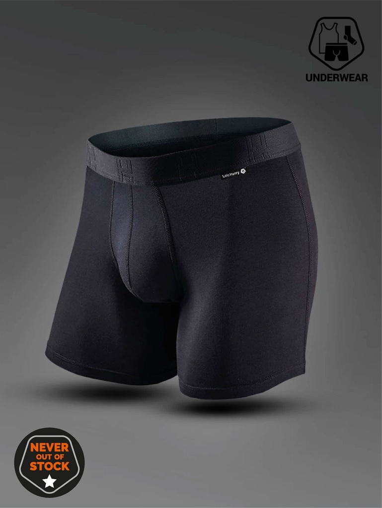 Boxer homme coton avec maintien intérieur LOIC HENRY "Every-D" KBD001N - Noir