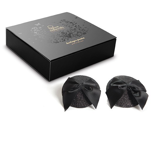 Nippies cache seins BIJOUX INDISCRETS "Burlesque Pasties- Glitter & satin bow" 300641 - Noeud