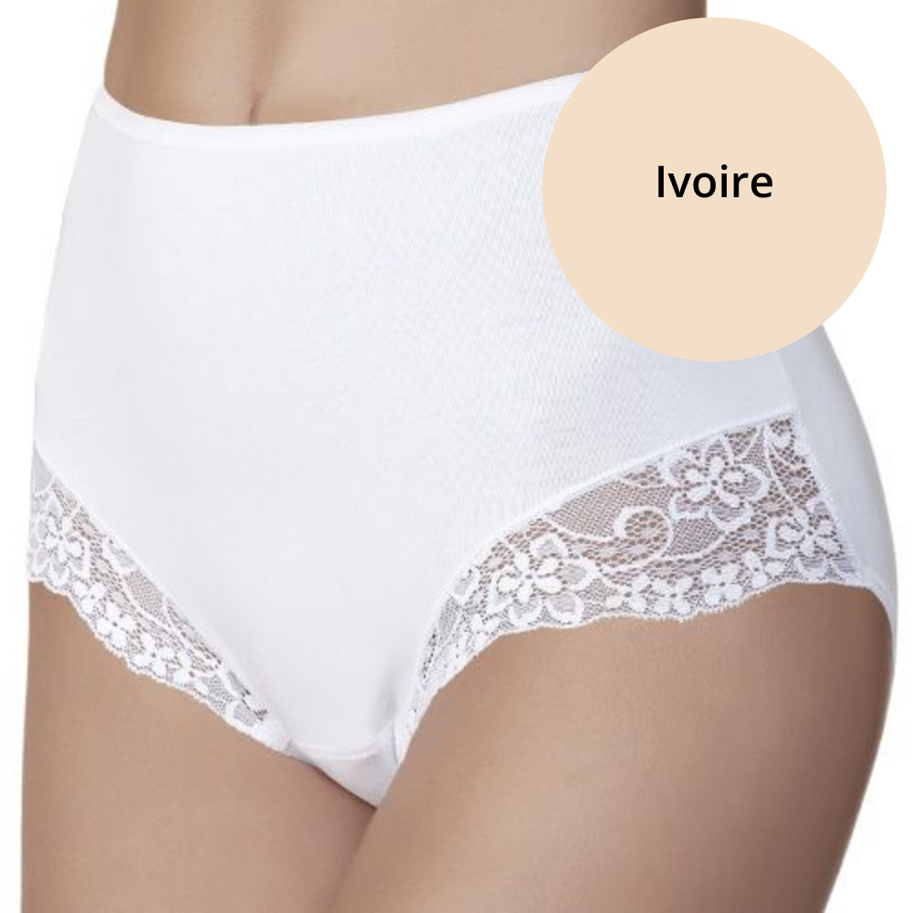 Culotte Braga coton & dentelle - Pack de 2 - JANIRA "Braga Esencial" 1031398 - Ivoire 084