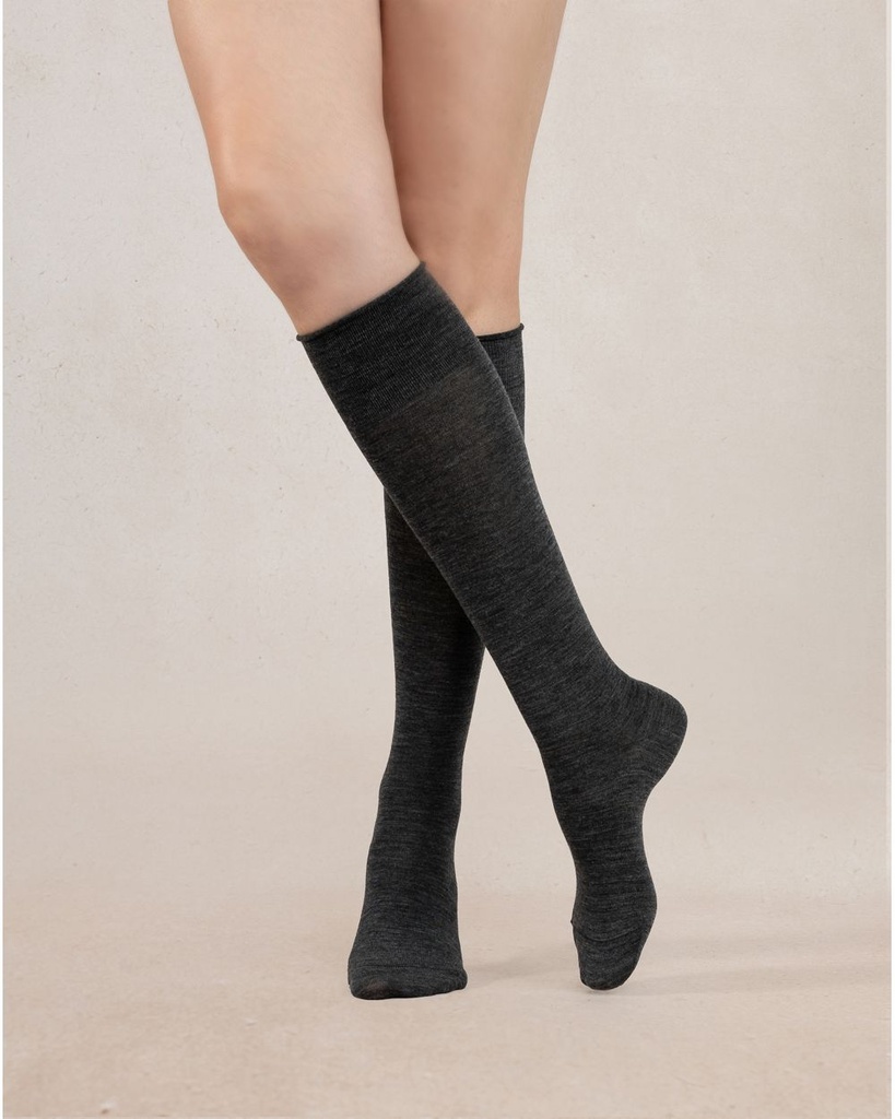 Chaussettes 3/4 laine fine BLEU FORET "Velouté Laine" FBU6970 - Anthracite TH8 (36/38)