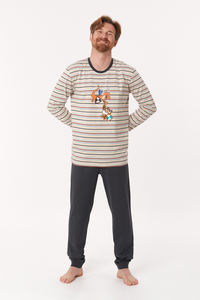 Pyjama homme WOODY 222-1-PLC-S - Rayé et gris 931