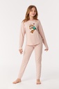 Pyjama long fille WOODY 222-1-PZG-Z - Rose rayé 936