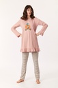 Pyjama long femme WOODY 222-1-TUL-S - Rose et rayé 360