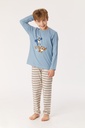 Pyjama long unisexe enfant WOODY 222-1-PLS-S - Bleu denim et rayé 819 (2ANS)