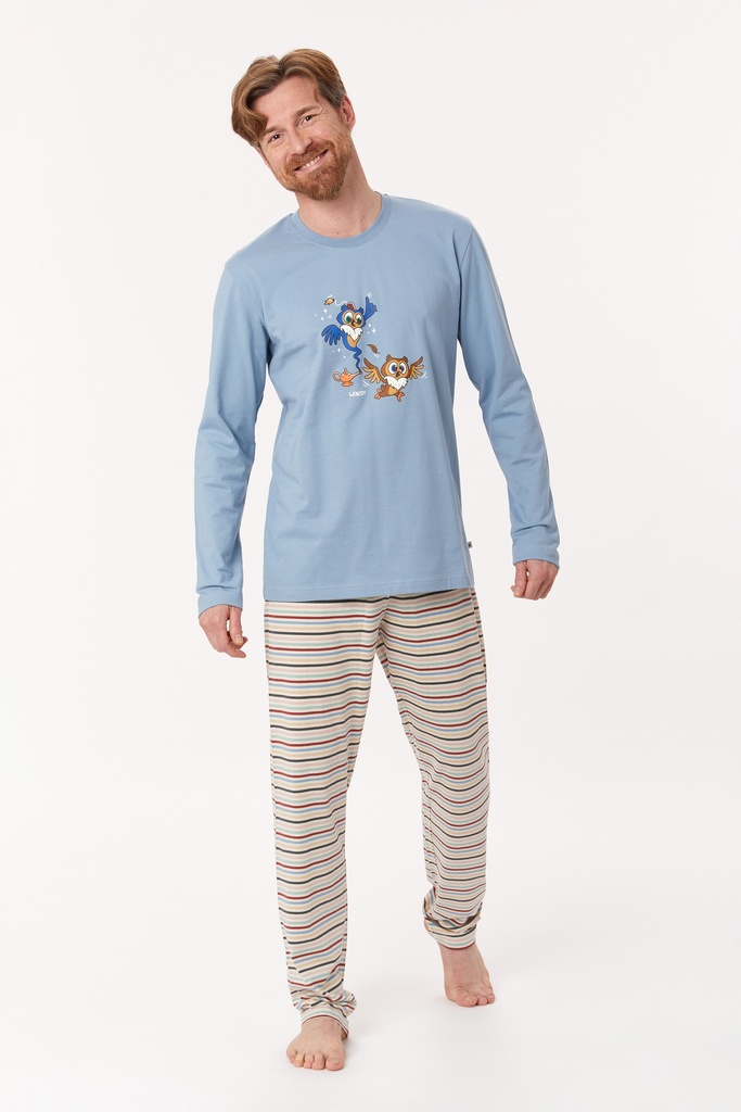 Pyjama unisexe adulte WOODY 222-1-PLS-S - Bleu denim et rayé 819