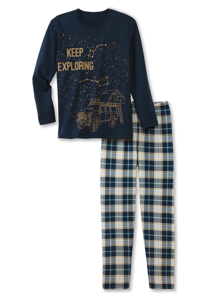 Pyjama enfant long 100% Coton bio CALIDA "Boys Adventure" 55678 - Peacoat Blue 488