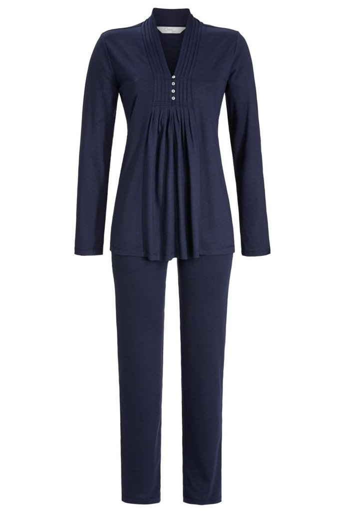Pyjama femme long col V RINGELLA "Elégance Simple" 2571212 - Bleu marrine 286