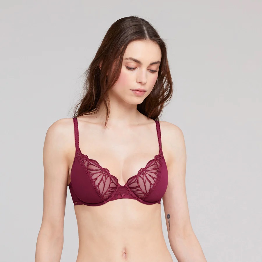 Soutien-gorge avec armatures LOU "Orfèvre" 4A335 - Lie de vin 08D (85, B)