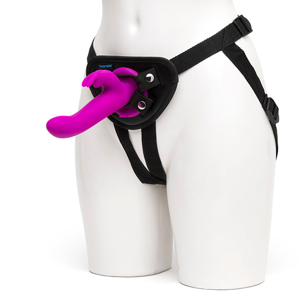 Harnais et Vibromasseur double stimulation HAPPY RABBIT "Strap-on kit"