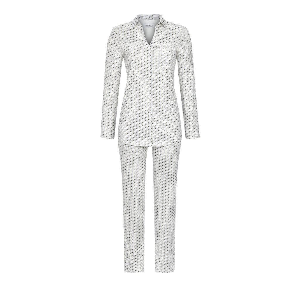 Pyjama long dame boutonné RINGELLA "Pastels d'Hiver" 2511244 - Ivoire 130
