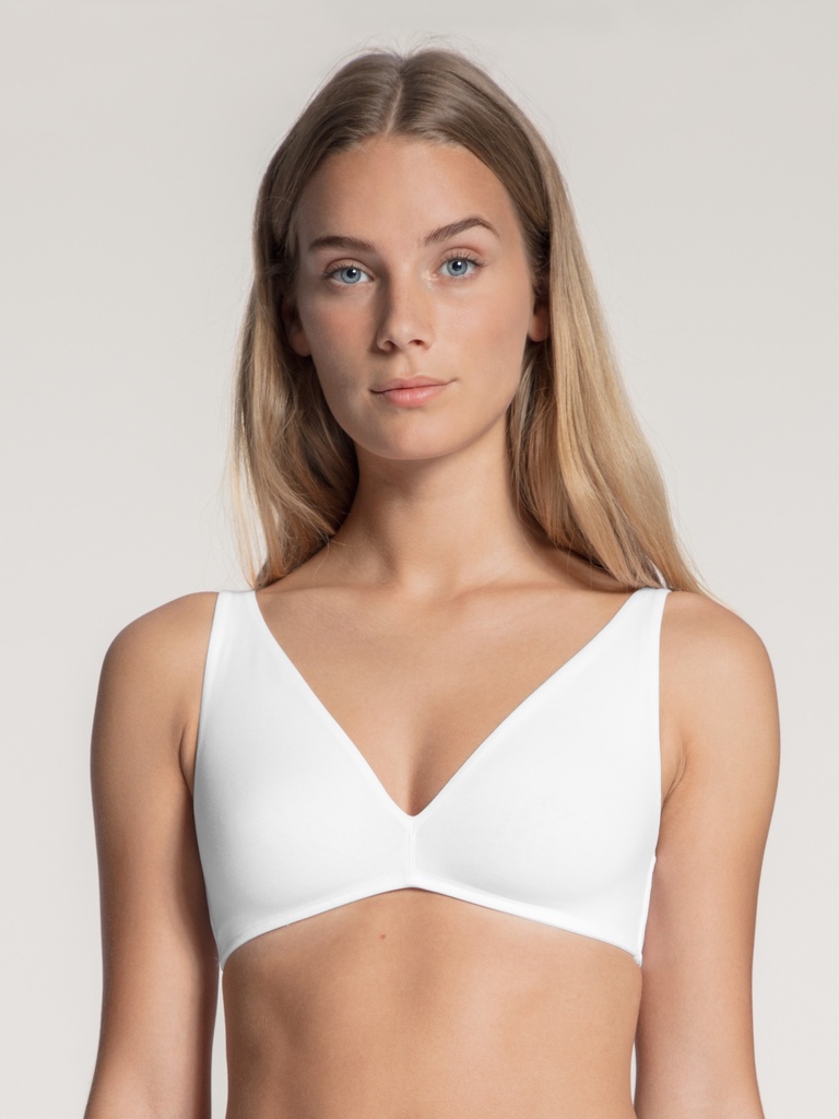 Soutien-gorge coton triangle sans armatures CALIDA "Natural Comfort" 04375 - Blanc 001 (85, A)