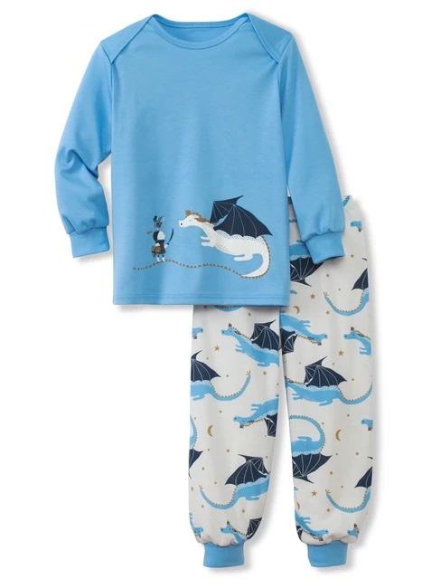 Pyjama enfant long 100% cotton bio CALIDA "Toddlers Dragon" 51879 - Azur blue 523