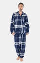 Pyjama long homme boutonné coton bio ARTHUR "Big carreaux" PLC - Marine MAXH22