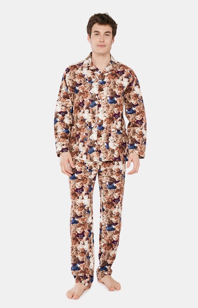 Pyjama long homme boutonné en pilou ARTHUR "Teddy" PLC - Beige TEDDH22