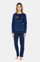 Pyjama long femme coton bio ARTHUR "Good Night" BAH - Marine GOODH22