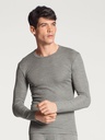 T-shirt homme longue manche laine & soie CALIDA "Wool & Silk" 15060 - Platin melé 856 (S)