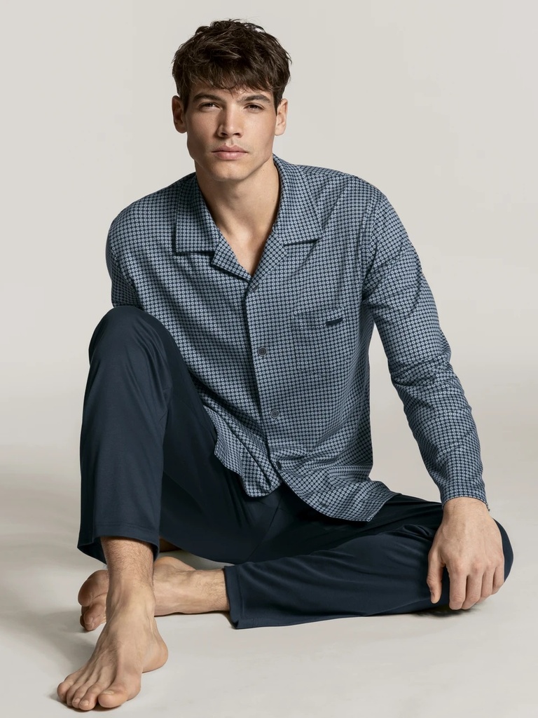 Pyjama homme long & boutonné 100% coton durable CALIDA "Relax Choice" 42567 - Indigo Mood 509