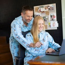 Pyjama adulte boutonné en pilou JUSQU'AU LEVER DU JOUR - Chien/Chapeau