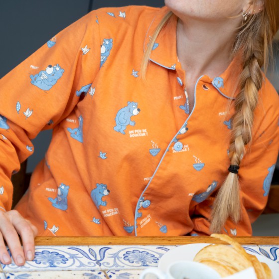 Pyjama boutonné adulte en pilou JUSQU'AU LEVER DU JOUR - Douceur