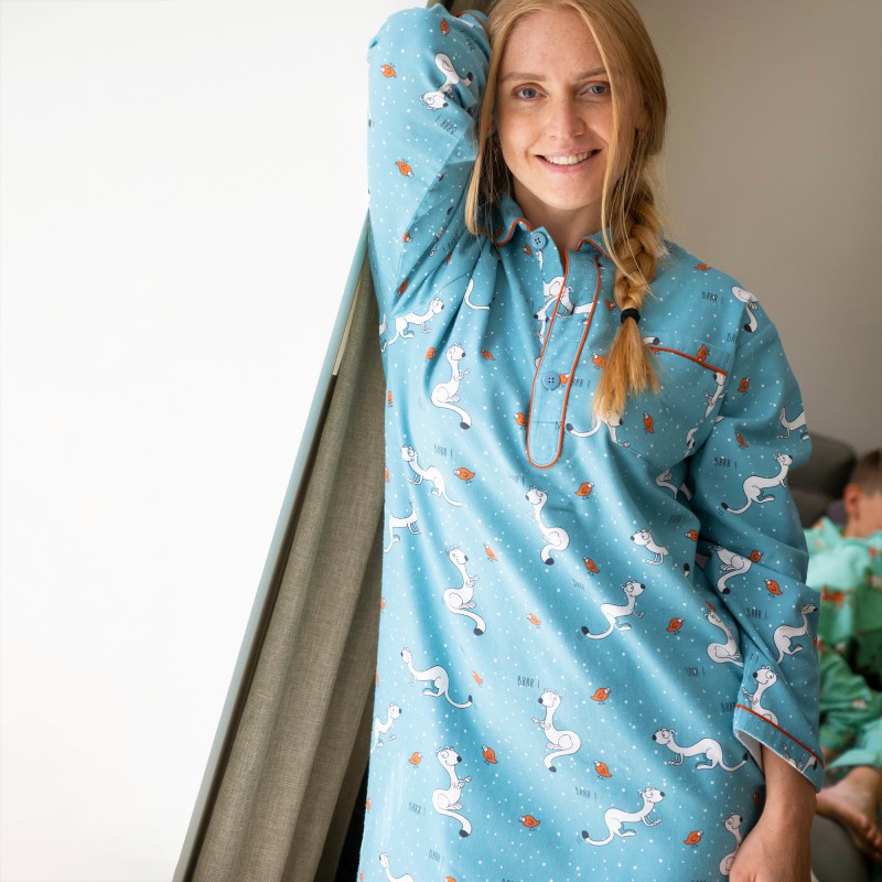 Chemise de nuit femme en pilou JUSQU'AU LEVER DU JOUR - Hermine