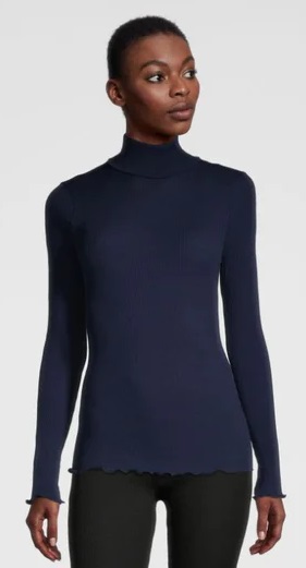 Sous pull à côte laine & soie OSCALITO 3438 - Bleu marine 474 (2)