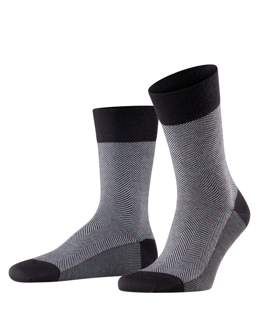 Chaussettes Hommes sans élastique Fantaisie FALKE "Herringbone"12492 - Black 3000 (39/40)