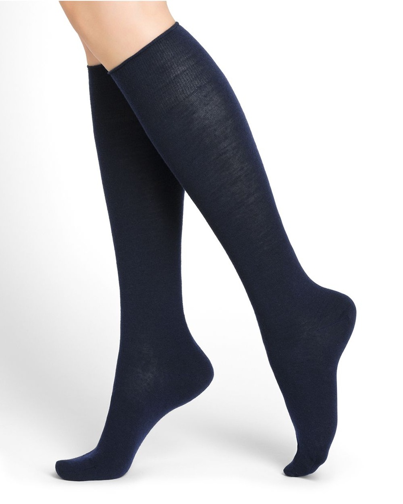Chaussettes 3/4 laine fine BLEU FORET "Velouté Laine" FBU6970 - Marine G9Z (36/38)