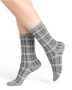 Chaussettes dame laine fine BLEU FORET "Prince de Galles" 6376 - Gris chiné AQ8