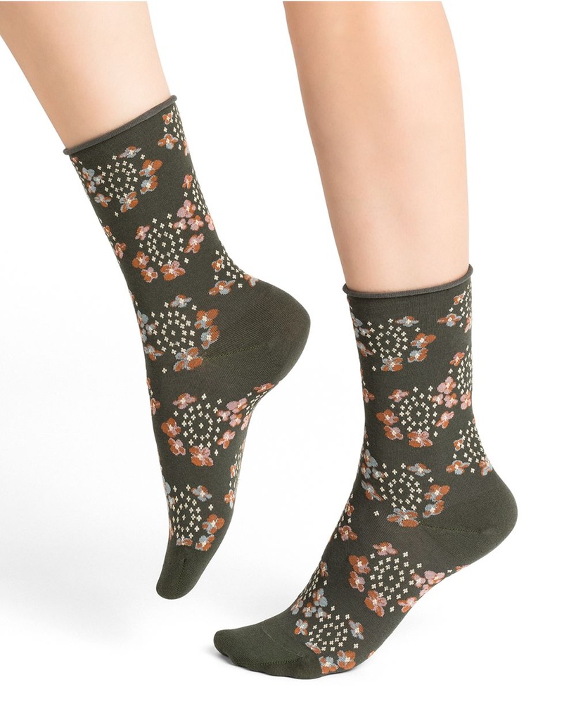 Chaussettes dames BLEU FORET "Velouté Hortensia" 6365 - Kaki AF6