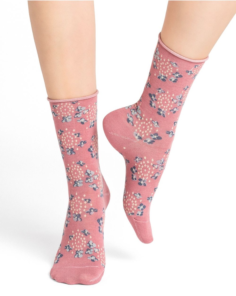 Chaussettes dames BLEU FORET "Velouté Hortensia" 6365 - Blush GU5