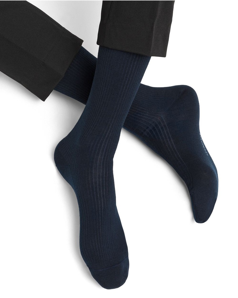 Chaussettes homme à côtes non comprimantes BLEU FORET "Laine Mérinos" 2264 - Marine G9Z (39/42)