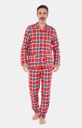 Pyjama long homme boutonné 100% coton pilou Oeko-Tex ARTHUR "Logan" PLC - Rouge LOGAH22 (S)