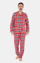 Pyjama long homme boutonné 100% coton pilou Oeko-Tex ARTHUR "Logan" PLC - Rouge LOGAH22