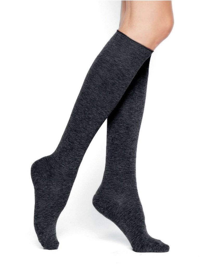 Chaussettes dame coton 3/4 BLEU FORET "Velouté" FUB6918 - Noir AR5