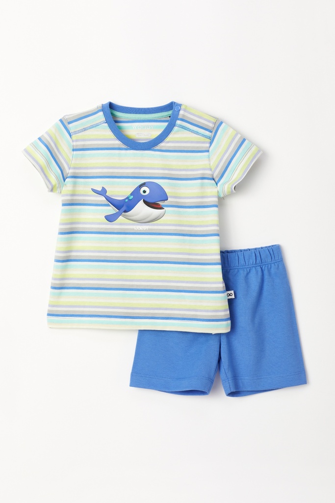 Pyjama bébé WOODY "Baleine" 231-3-PUS-S - Rayé et bleu 904