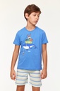 Pyjama short enfant 100% coton WOODY "Baleine" 231-1-PSS-S - Bleu 866
