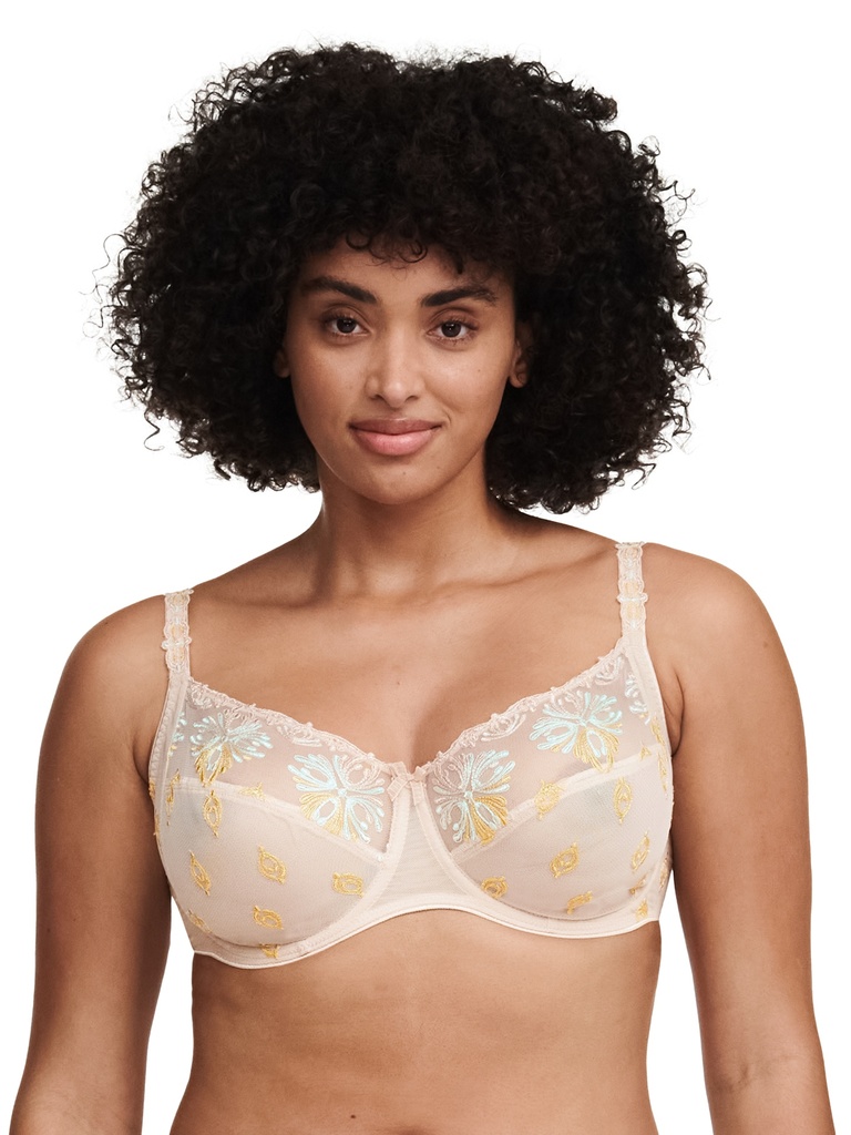 Soutien-gorge armatures en 3 parties enveloppant CHANTELLE "Champs Elysées" C26010 - Beige Doré Multi 0IB