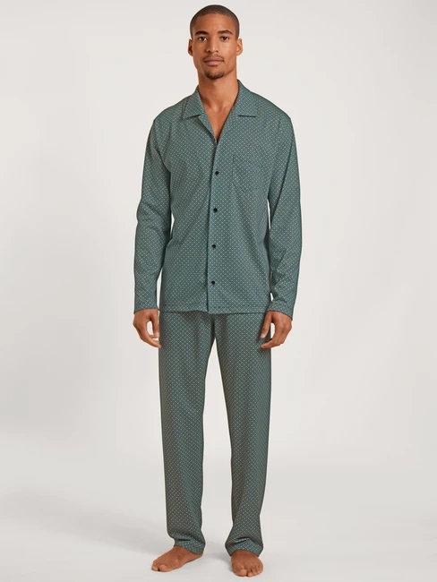 Pyjama homme long boutonné 100% coton CALIDA "Relax Imprint 2" 44784 - Tempest Blue 533 (S)