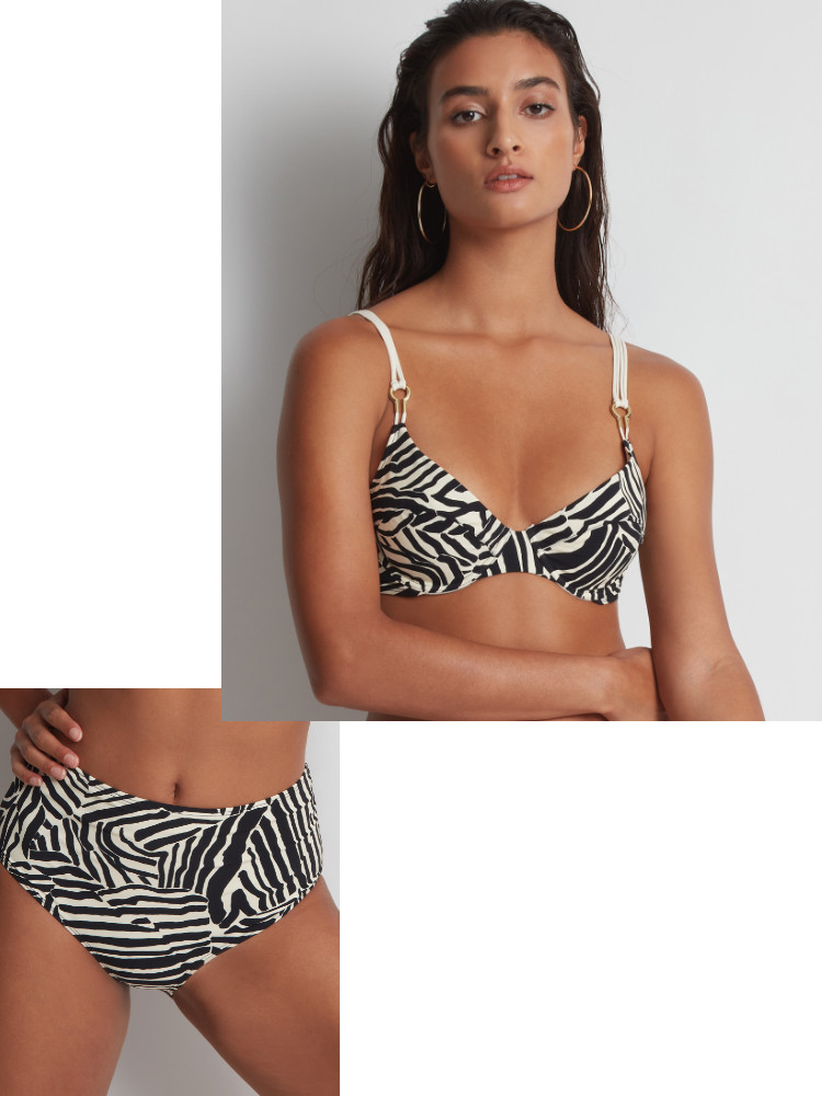 Bikini 2 pièces Balconnet Slip Taille Haute AUBADE "Savannah Mood" LV15 + LV24 - Zebra ZEBA