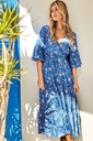 Robe de plage longue ICONIQUE "Maya" IC23-139 - Bleu Motifs