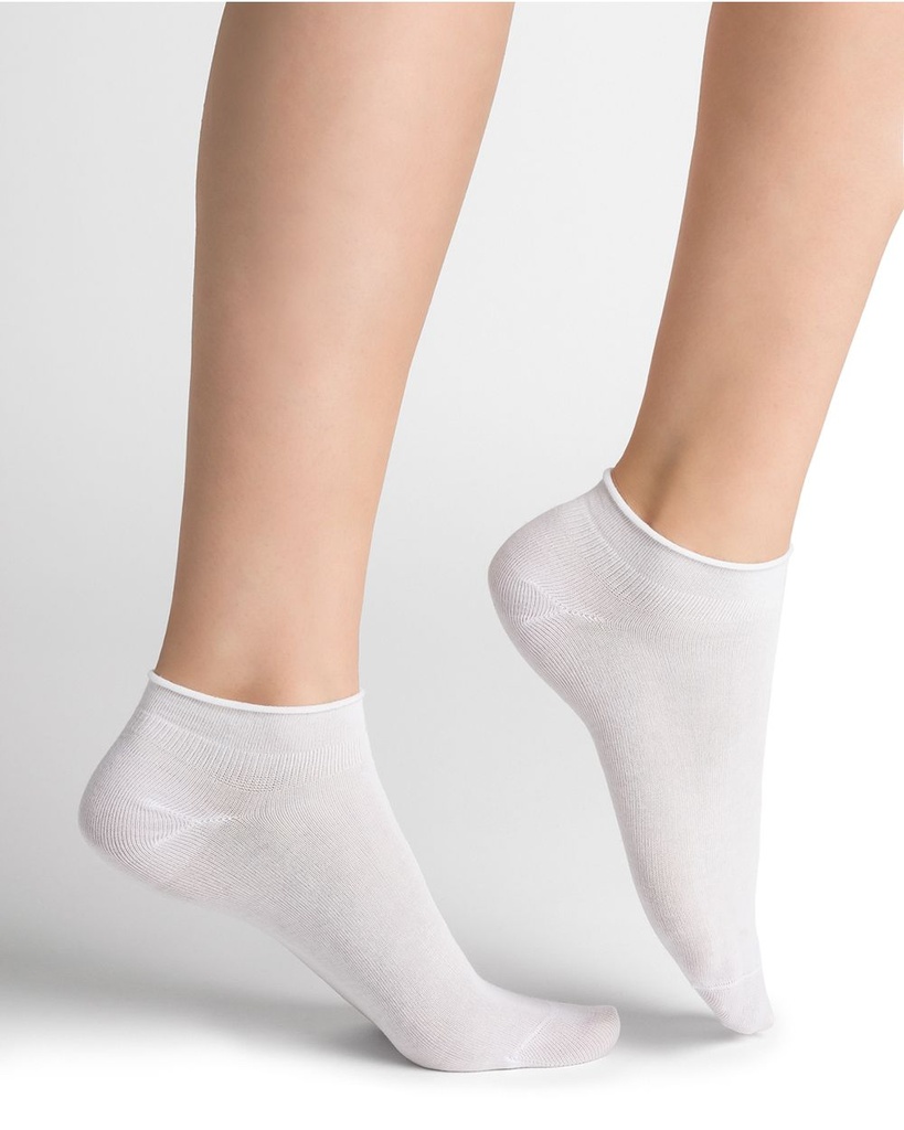 Socquettes Dame 2 paires BLEU FORET "Fleur de Peau Duo Mini Sox" FBD6408 - Blanc/Blanc DT8
